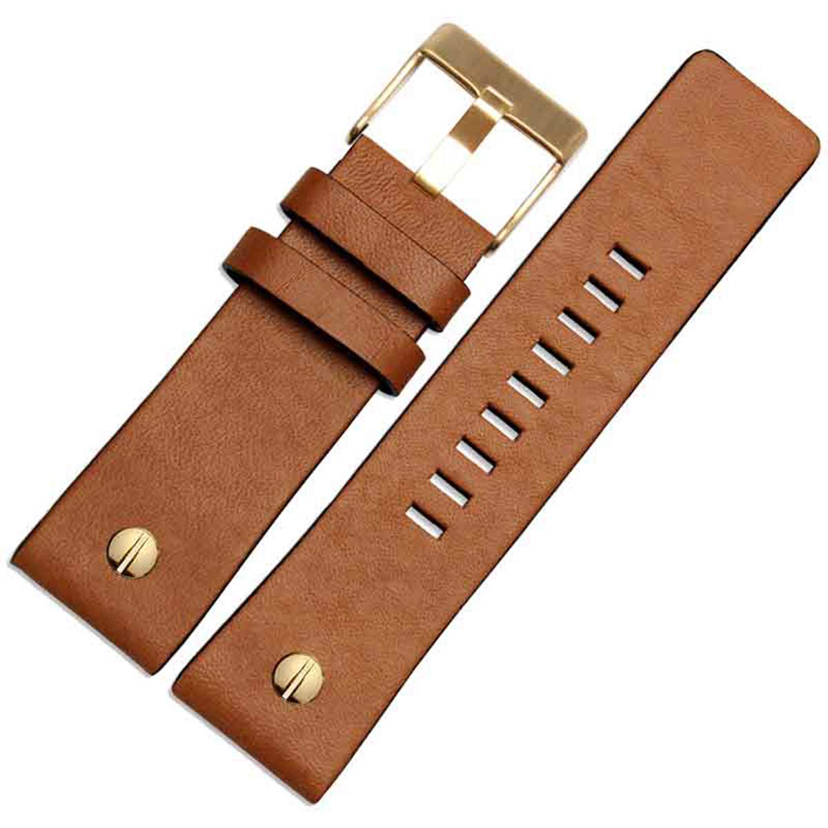 Leather Watchband with Rivet Watch Strap Belt Bracelet Men Women Watch Replacement