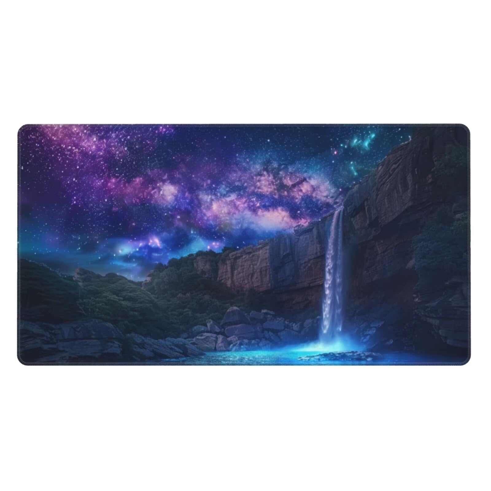 Alfombrilla de Ratón Gaming Grande XXL 1200x600x4mm con Bordes Cosidos Tela de Micro Tejido, Base de Goma Antideslizante y Mouse Pad, para Teclado Escritorio, PC, Oficina Cielo Estrellado Morado Y6903