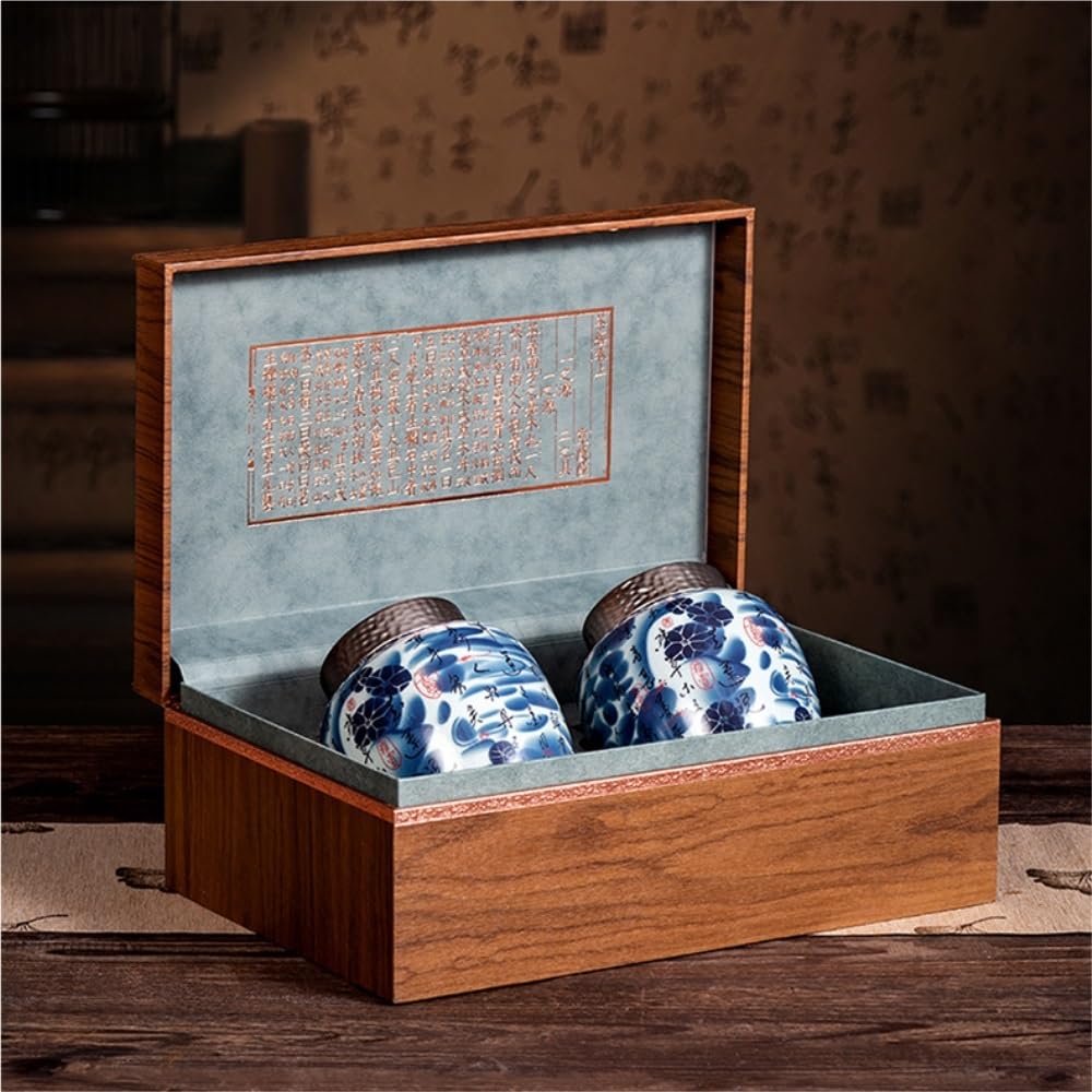 Pojemnik do przechowywania herbaty z cukrem w stylu vintage chiński luźny pojemnik do przechowywania herbaty Słoik dom kuchnia ceramiczny zapieczętowany słoik zestaw do herbaty podwójny słoik pudełko