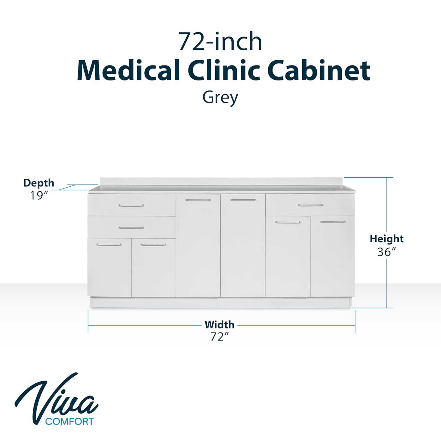 Vivacomfort 72 Inch Base Cabinet with No Sink – Grey