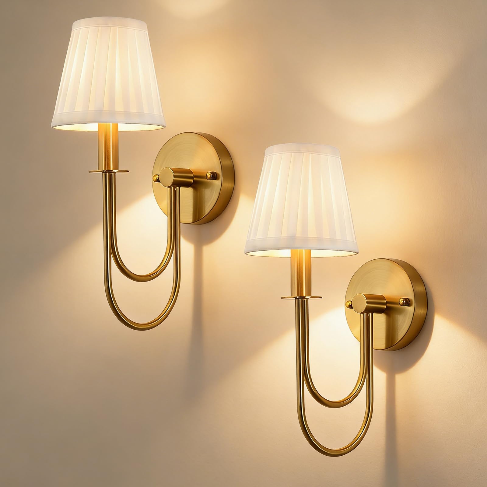 Gold Wall Lights Antique Brass Wall Sconce Lights for Bedroom Set of 2 โ image 1