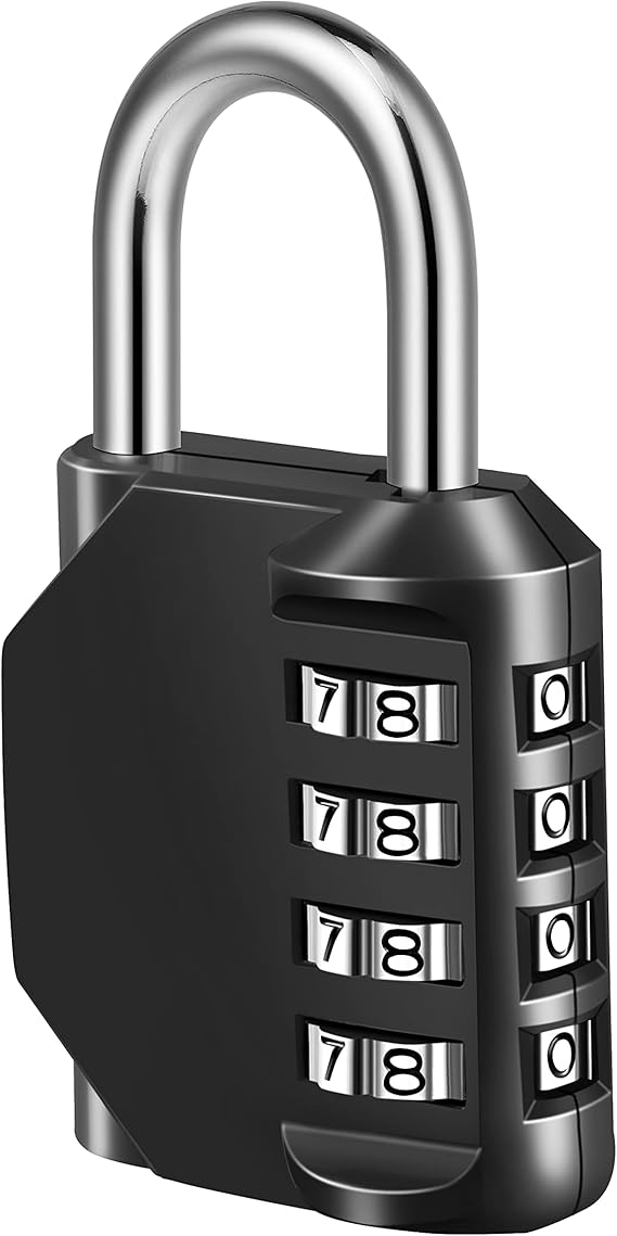 Combination Lock, 4 Digit Combination Padlock for School Gym Sports Locker, Fence, Toolbox, Case, Hasp Cabinet Storage (1 Pack, Black)
