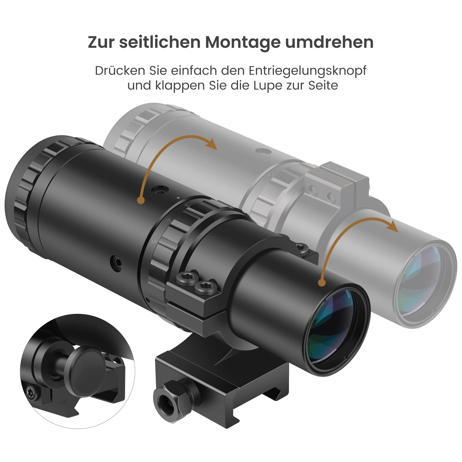 Feyachi M37 1.5X - 5X Rotpunkt-Vergrößerer mit Flip-to-Side-Montage und Fokuseinstellung, optischer Vergrößerer für Rotpunktvisier mit Windage- und Elevationseinstellungen, wasserdicht & stoßfest