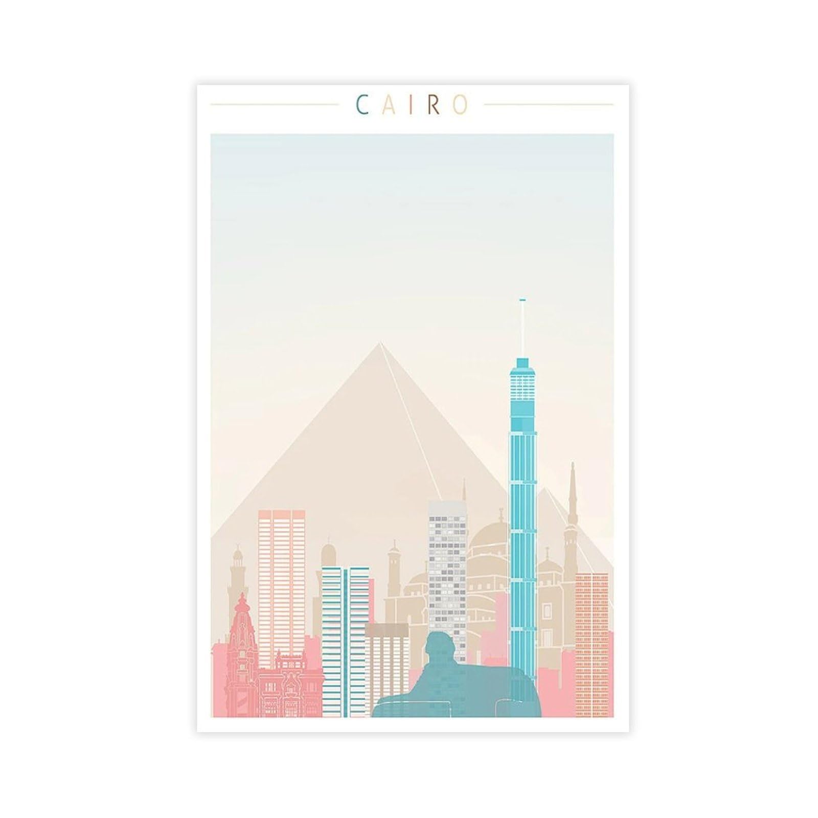 Bareronor Cairo Skyline Poster Canvas Poster Bedroom Decor Landscape Office Room Decor Gift 8" L X 12" W