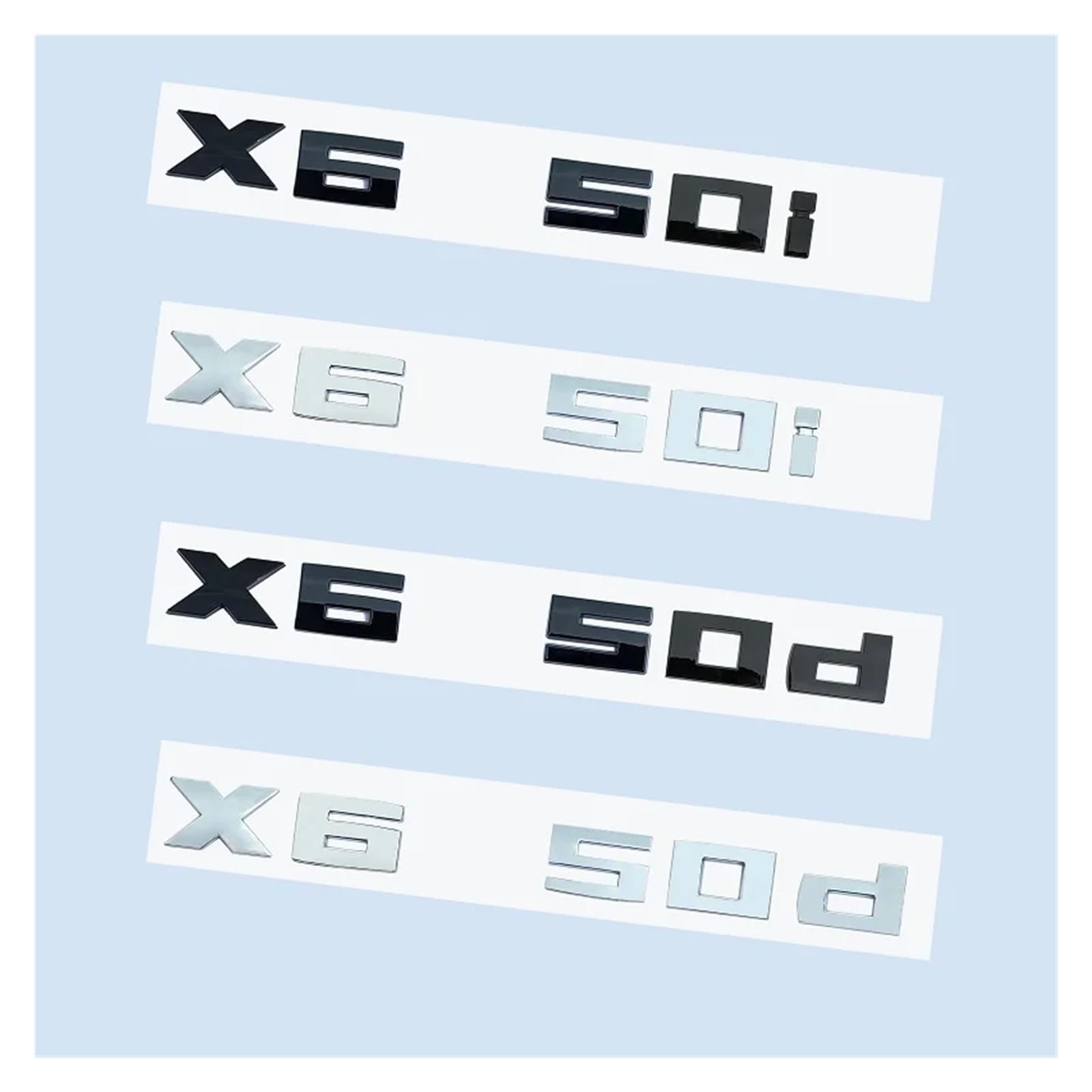 AQXYWQOL Chrome Noir 3D Chiffres M X6M50i X6M50d X6 M50d M50i ABS