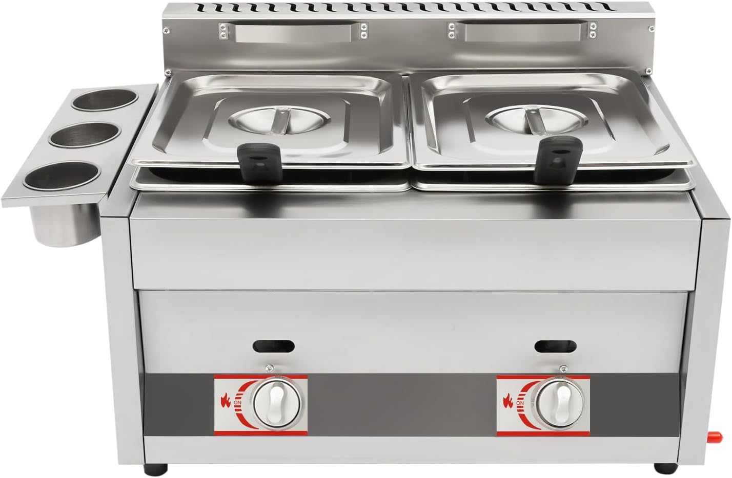 Commercial Dual Tank Deep Fryer, 430 Stainless Steel Propane Fryer with Basket, Frying Machine with Independent Temperature Control for Restaurant Catering & Home Kitchen