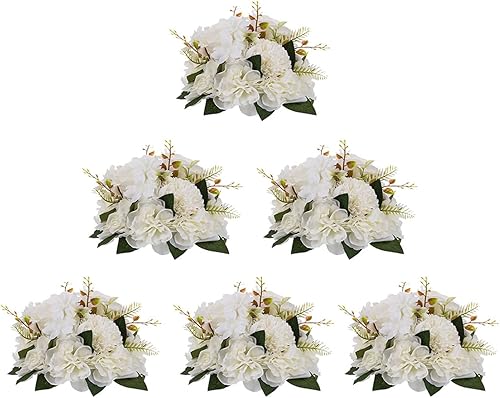 BLOSMON Centros de mesa de boda de bola de flores falsas, 6 piezas de 9.5 pulgadas, rosas artificiales, decoración para mesa, bola de besos de seda,