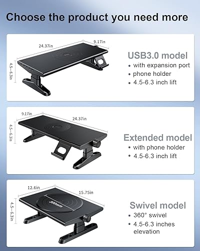 Miniatura 9 de Soporte elevador para monitor de computadora para escritorio con carga de concentrador USB, estación de acoplamiento USB C de 30 W5 Gbps con