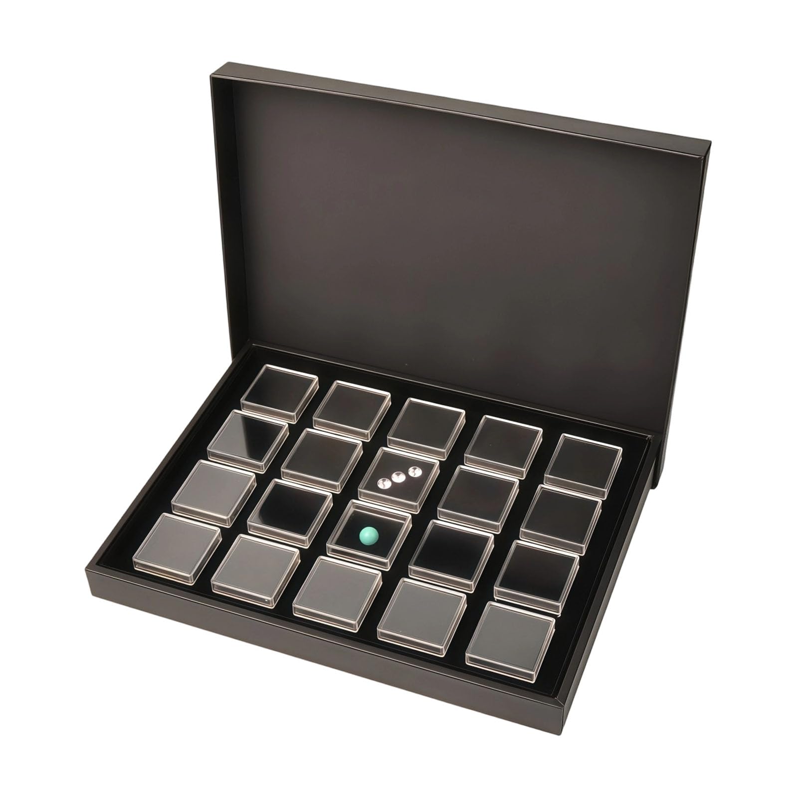 Lerpwige Modern White Acrylic Compartment Trays with Small Square Boxes Gemstones Display Box with Clear Window Acrylic Jewelry Display Tray