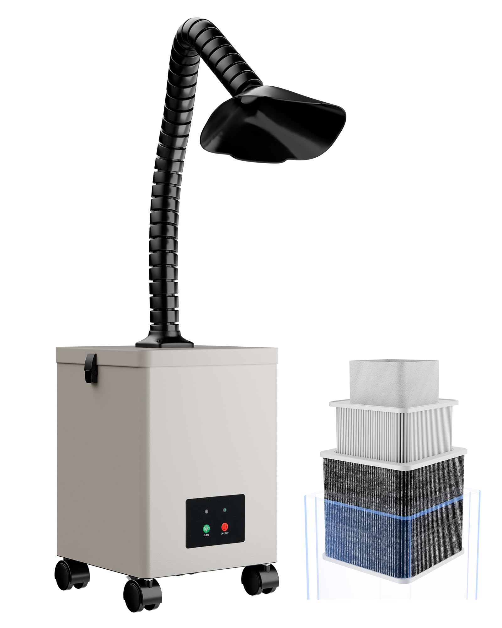 OMTech 80W Estrattore di Fumo con Filtrazione a 3 Stadi per Incisore Laser Saldatura180 m3/h Assorbitore di Fumo con Ruote Purificatore di Fumo per Incisore Laser Saldatura Macchina CNC
