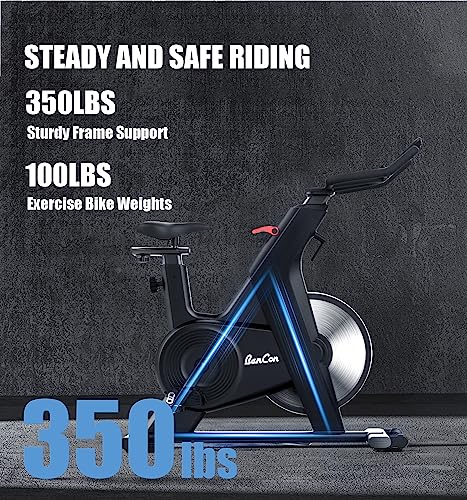 stationary bike bancon exercise bike bluetooth 350lbs capacity magnetic resistance with heavy flywheel and lcd monitor upgraded versionblack