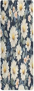Kigai Travel Yoga Mat 71" x 24" Non Slip Natural Rubber Foldable Exercise Mat Ultra Thin 1.5mm Lightweight for Fitness, Pilates & Home Workout, Daisy Flower