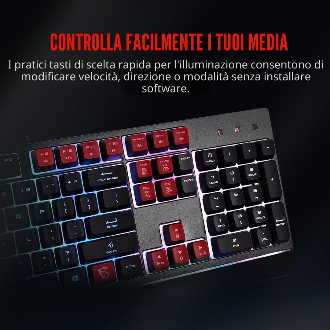 msi Vigor GK30 RGB Tastiera da Gioco Meccanica - Layout Italia