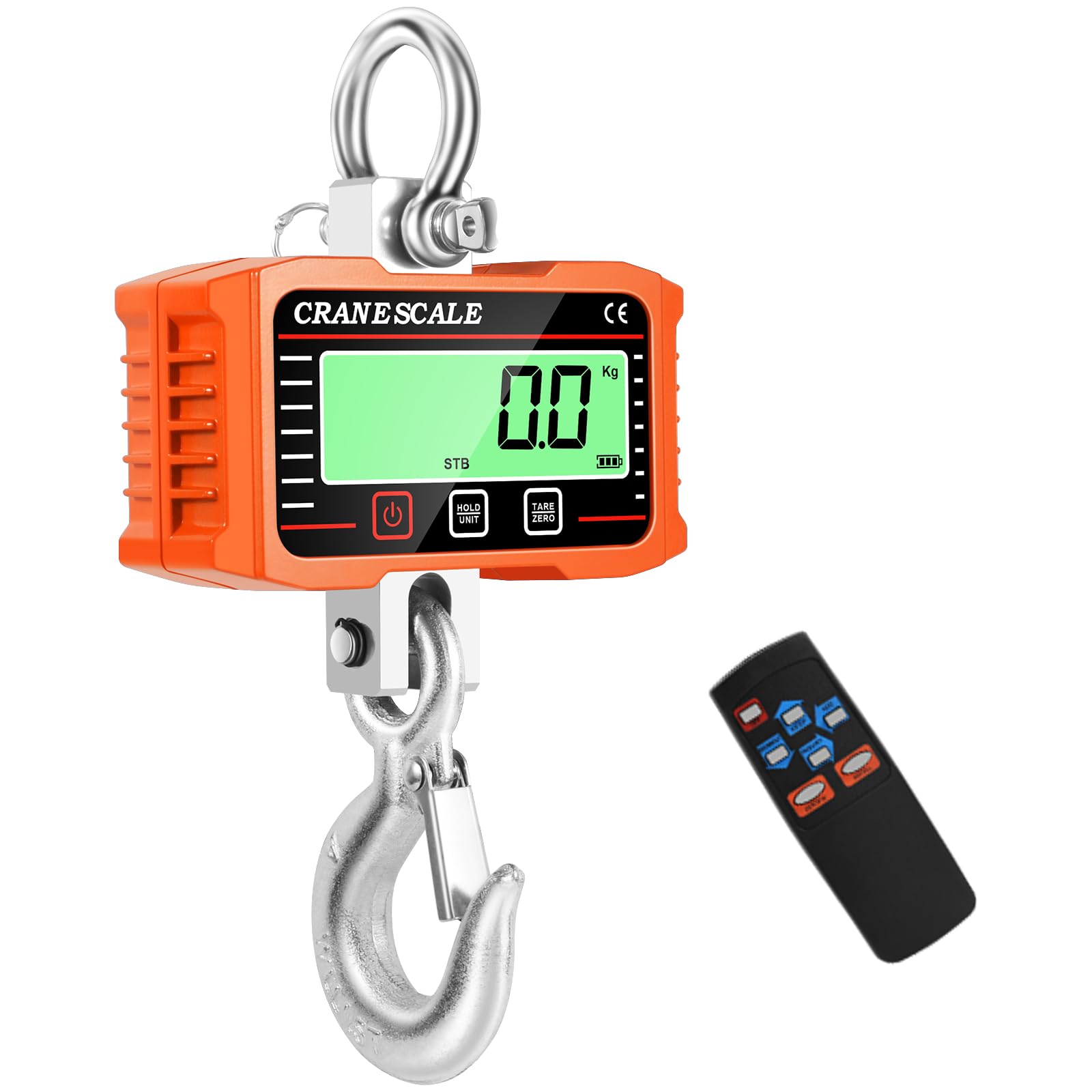 Bilancia da gru digitale, bilancia sospesa elettronica da 2000 kg 4400 libbre, bilancia sospesa industriale con sensore preciso, mini bilancia LCD portatile con gancio, bilancia da gioco digitale