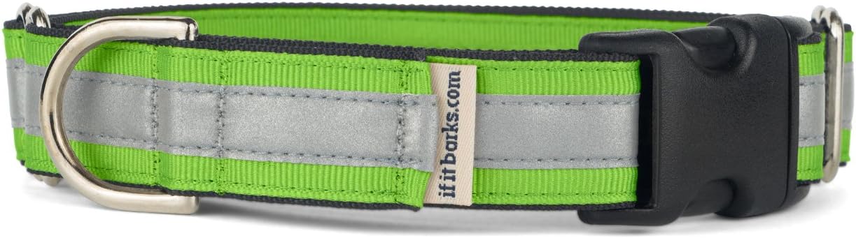 If It Barks 1" Reflective Martingale Collar with Quick Snap Buckle for Dogs, Adjustable, Made in USA,Medium, Apple Green