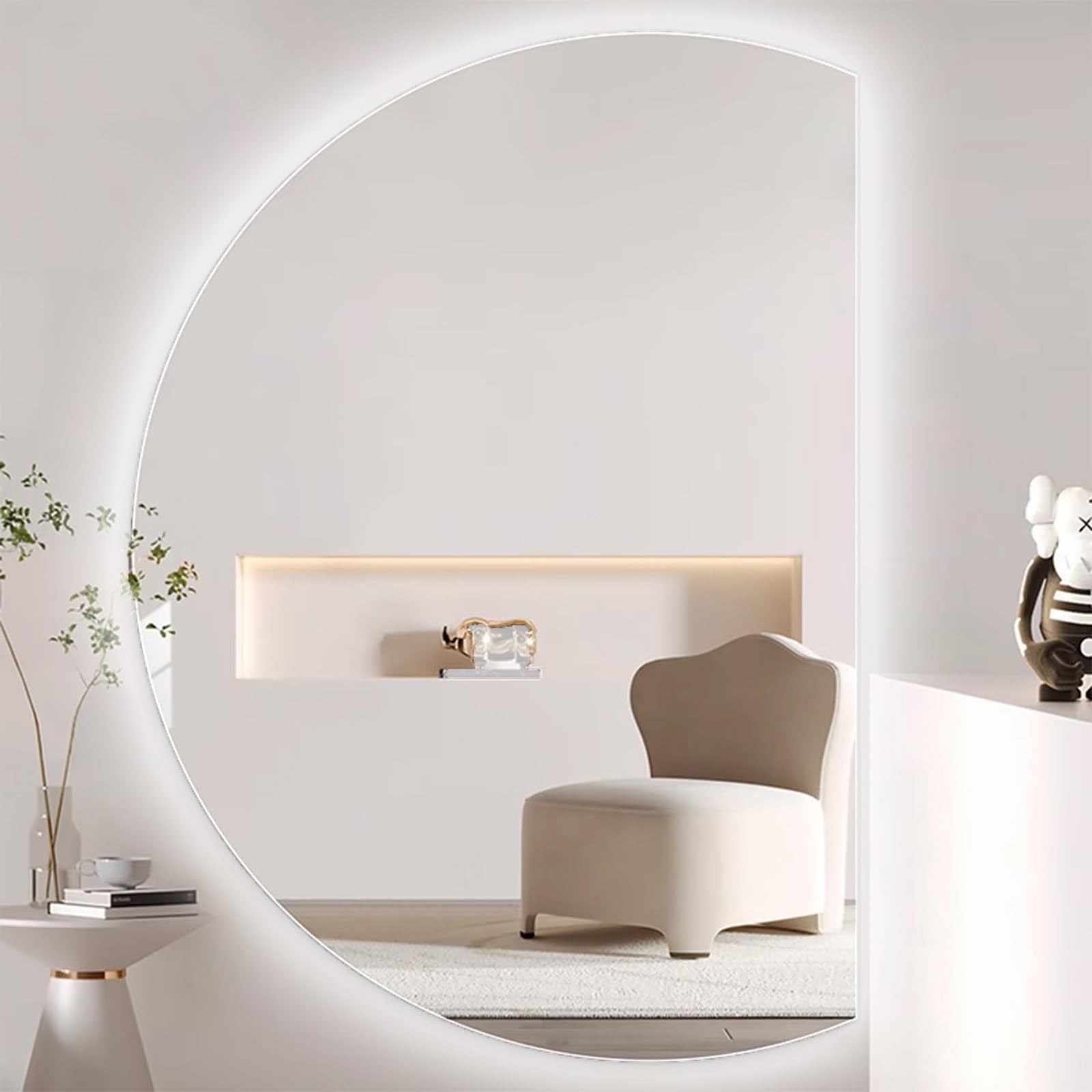 Miroir Rétroéclairé LED pour Coiffeuse et Salle de Bain Chic - Format Demi Lune 100cm