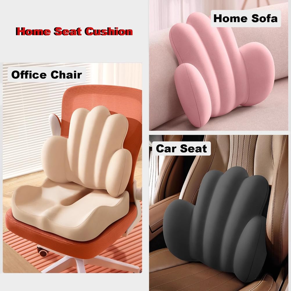 Cuscino Lombare Sedia Ufficio, Ortopedico Cuscino per Sedia da Ufficio, antidecubito Cuscino coxis, Cuscino viscoelastico, Schienale Sedile Auto, Gioco,Rosa