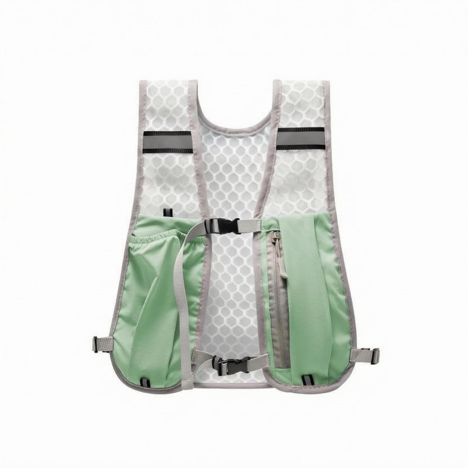 Running Beverage-Bearing Vest Side Compression Straps Hiking Vest Backpack Smooth Zippers Water Bladder Backpack for Runners, Hikers Green-image-9