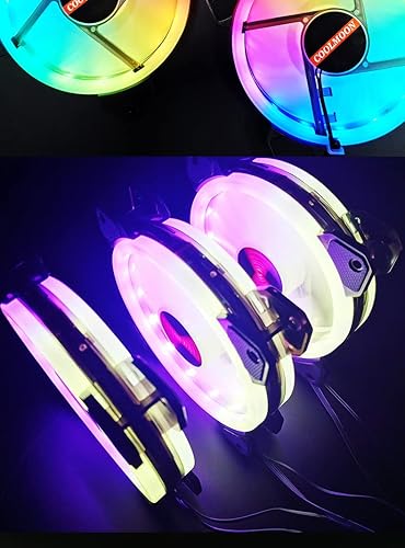 Miniatura 3 de EBAICFI Coolmoon XG01 - Ventilador RGB de 5 V ARGB ventilador 5 kit Aura SYNC con control remoto IR silencioso, carcasa de computadora de 4.724in,