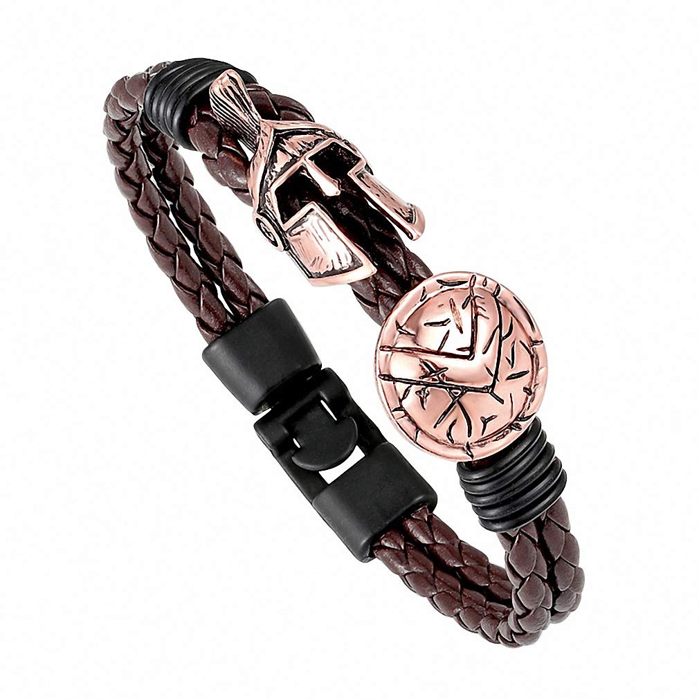 Hynsin Paracord Bracelets, Fashion Braided Bracelets for Women & Men with Fashion Spartan Helmet, Tactical Survival Gear for Emergency Tz-1063 21cm