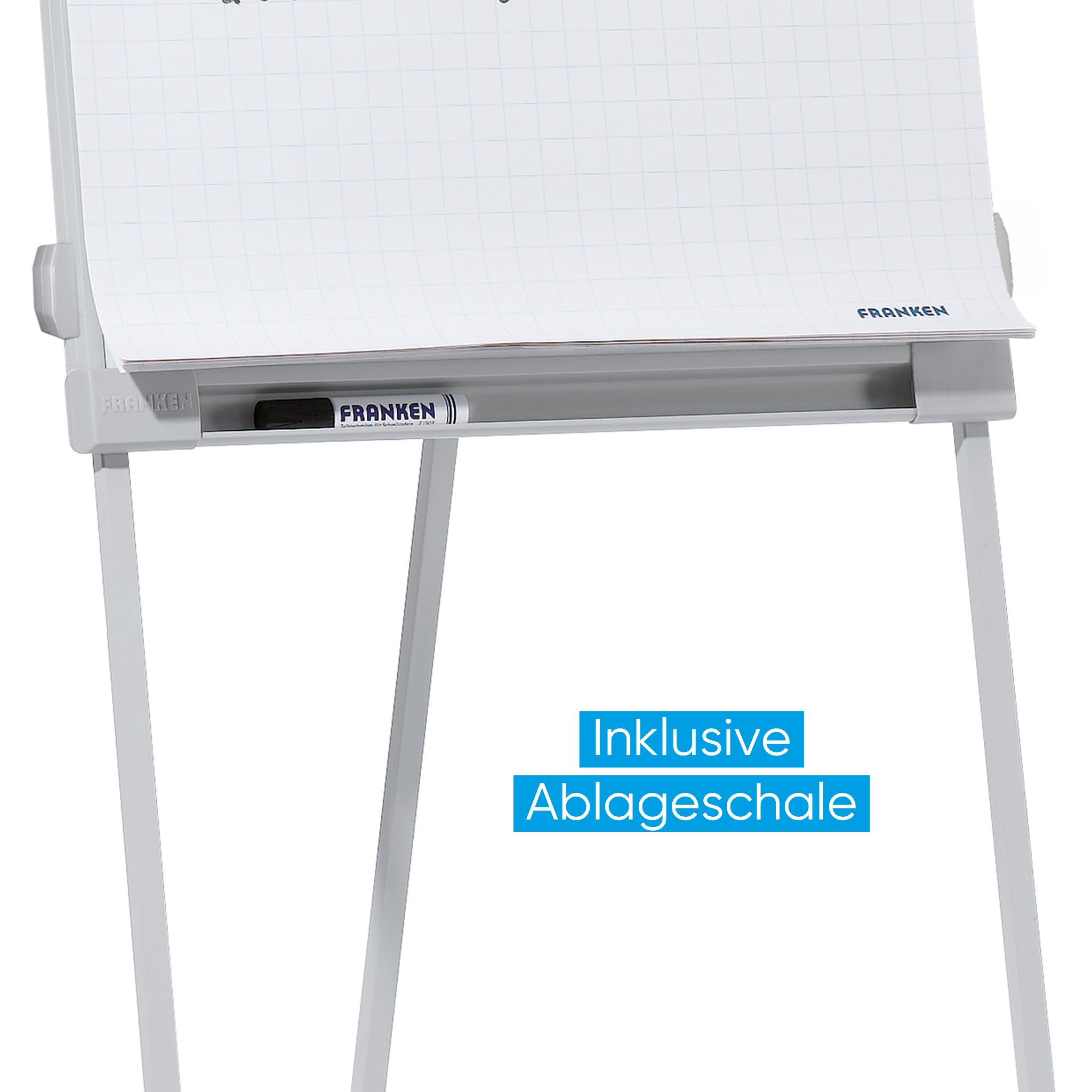 Franken FC43 - Lavagna a fogli mobili standard, 67 x 95 cm, superficie d'appoggio 67,5 x 58 cm, grigio chiaro