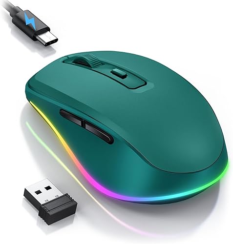 Miniatura 1 de PEIOUS Ratón inalámbrico Jiggler - Ratones inalámbricos LED con motor de mouse integrado, mouse móvil recargable para computadora portátil con