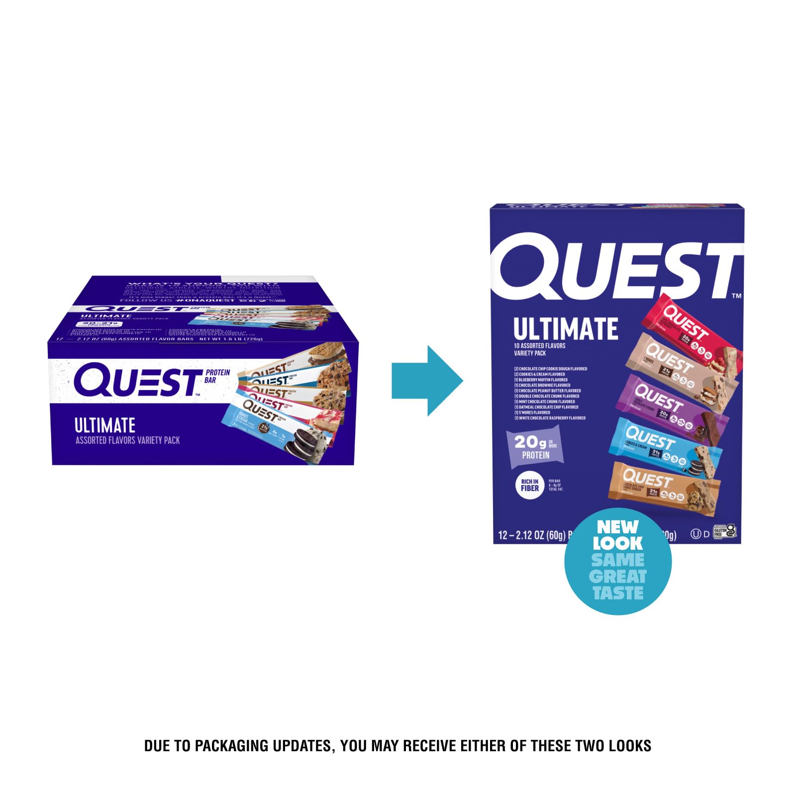 Quest Nutrition Ultimate Variety Pack Protein Bars, High Protein, Low Carb, Gluten Free, Keto Friendly, 12 Count — Amazon image 2