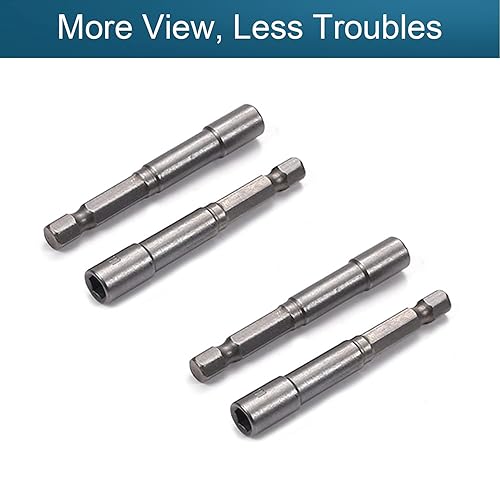 Miniatura 2 de Bettomshin 4 piezas de vástago hexagonal de 1/4 de pulgada, 3/16 pulgadas de punta magnética de cambio rápido, broca de destornillador de ajuste de