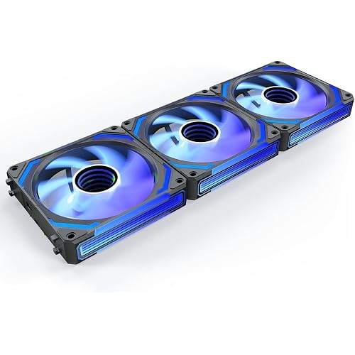 AsiaHorse COSMIQ 120mm Case Fan, Infinity Mirror FDB Reverse Fan with 5V 3-PIN Connector and Small Controller, 2000 RPM and 68.5CFM,Unit Daisy Chain PWM RGB PC Fans for Cases CPU Liquid Coolers, 3Pack