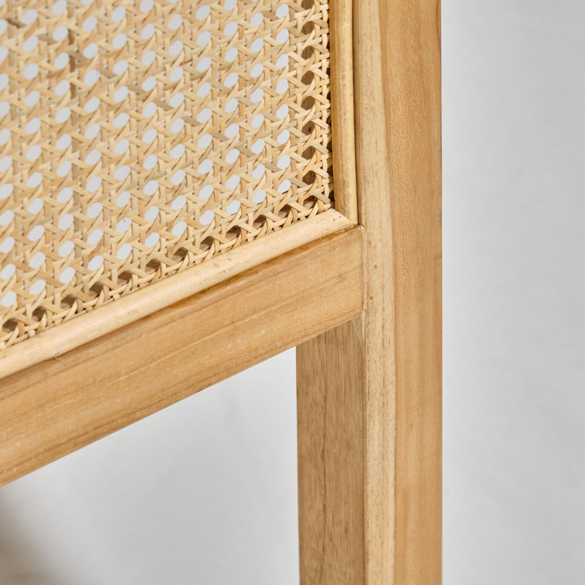 Meubletmoi Cabecero de Madera Maciza con Cannage de Ratán L. 160 cm – Estilo natural y exótico – Bruno