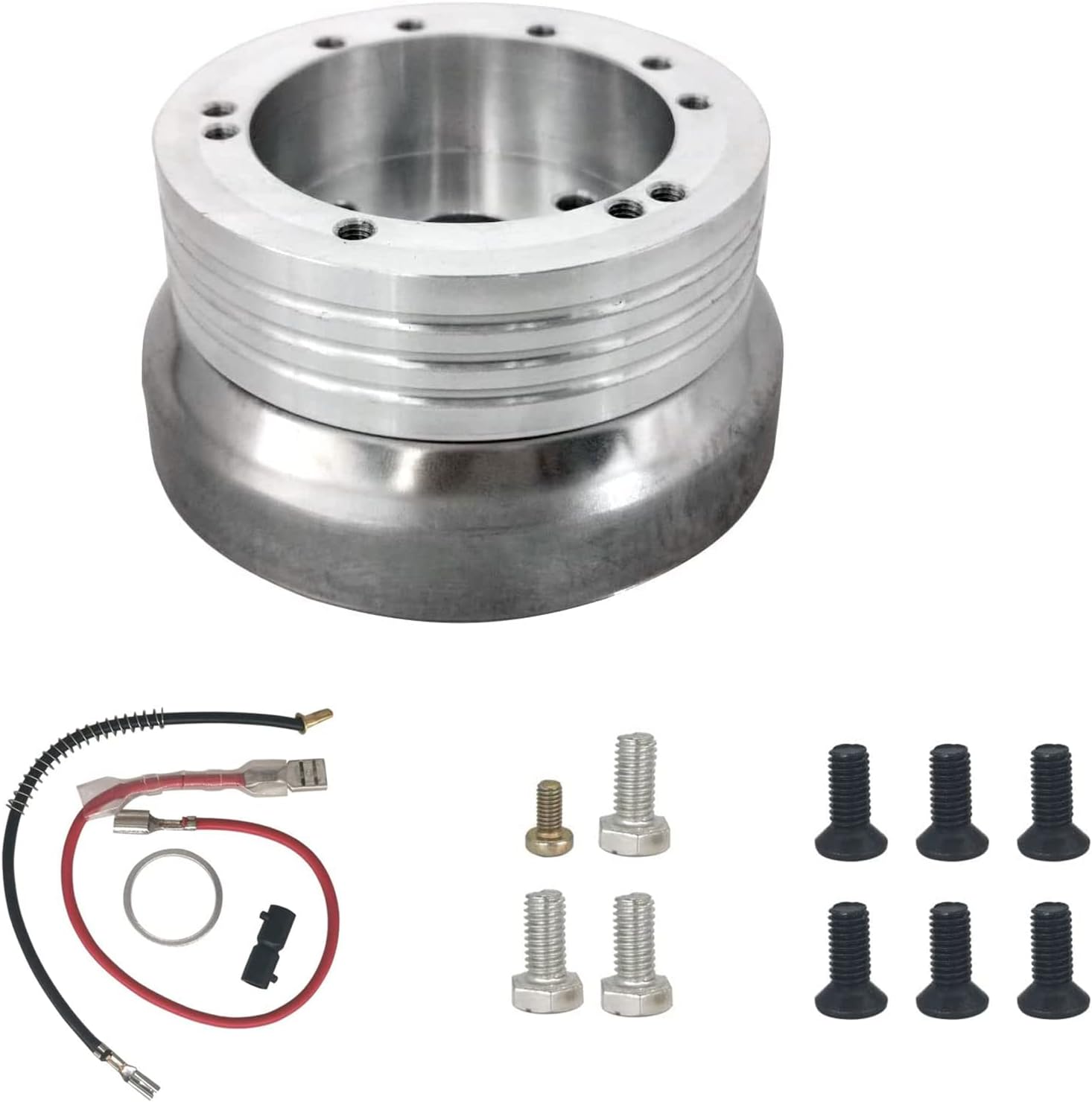 5 & 6 Hole Billet Steering Wheel Hub Adapter Replacement for Chevy 1969-1994 GMC Truck Pickup Van-s J-eep Bui-ck Chry-sler Dod-ge Pon-tiac Ca-dillac (Silver)