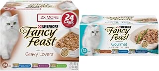 Fancy Feast Wet Cat Food, Gravy Lovers Variety Pack 85 g Cans (24 Pack) & Wet Cat Food, Gourmet Variety Pack 85 g Cans (12 Pack)