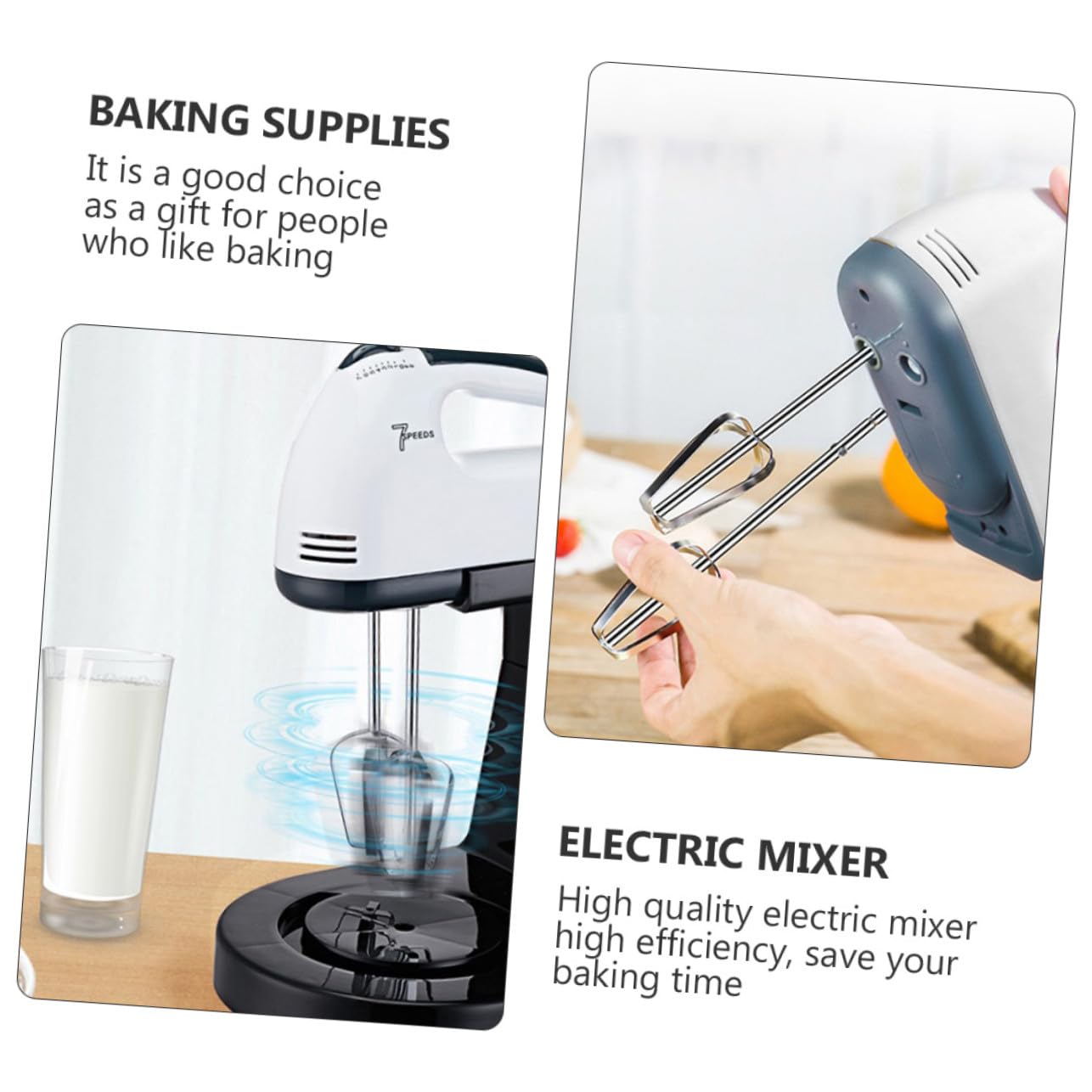 Sbattitore a Mano Elettrico 7 Velocità in Plastica e Acciaio Inox Bianco | Sbattitore Mano Elettrico, per Casa e Pasticceria, per Amanti della Preparazione di Dolci in Cucina