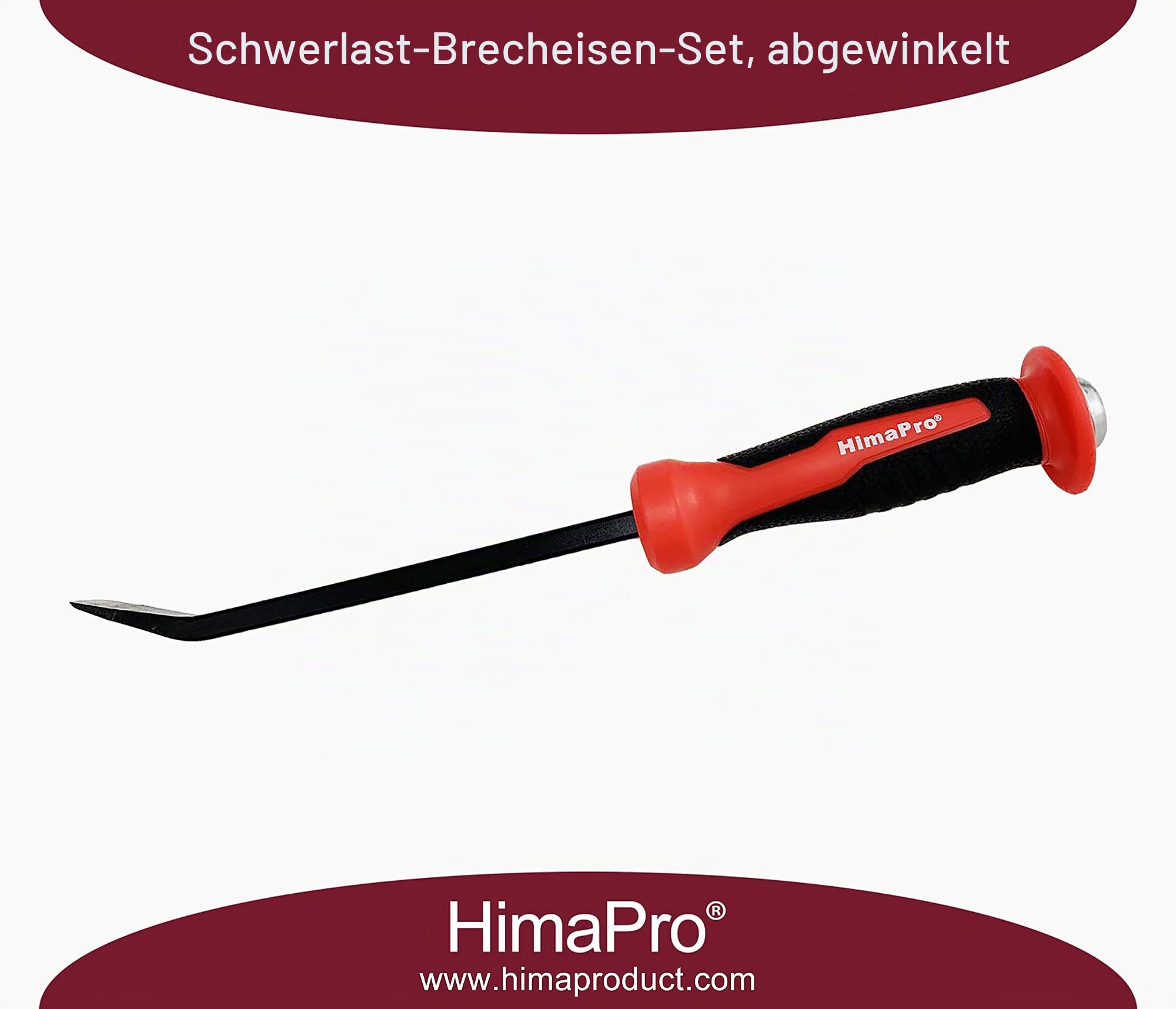 HimaPro Schwerlast-Werkzeughebel-Set mit abgewinkelter Spitze, 4-teiliges Brecheisen-Set mit Schlagkappen und Handschutz, Industriestahl – ideal zum Hebeln, Abkratzen, Anheben und Ziehen