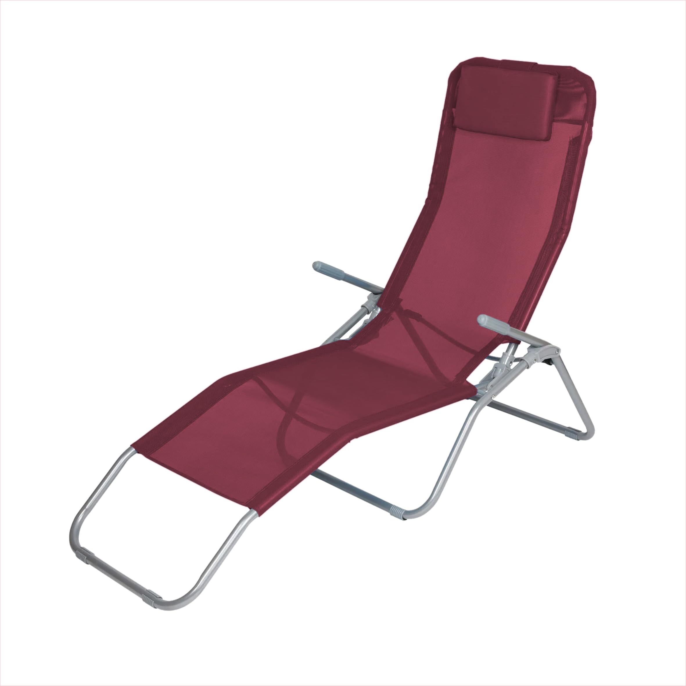 Spetebo Tumbona de salud con almohada – Fucsia – Exterior – Tejido de plástico – Tumbona de jardín plegable – Piscina Baños Spa Jardín Balcón Tumbona de sol