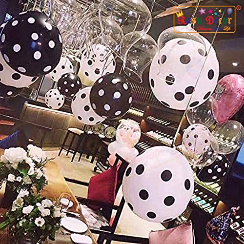 Image of RasuDecor 20 Pieces 12 inch Polka Dot Latex Balloon White and Black Dot Balloons, 12 Inch Latex Polka Dots Balloons for Kids Women Men Birthday Easter Engagement Wedding, Halloween Party Supplies Decor #RasuImpex (20Pcs 12 inchPolkaDotWhiteBlack)