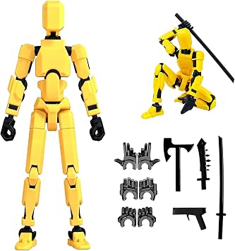DANONI Titan 13 Action Figure, Lucky Robot Action Figures,Creative 3D Printed Action Figure,Multi Jointed Action Figures Desktop Decorations for Kids AdultYellow-Assembly Completed