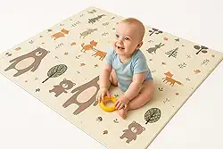 TAPETE TATAME INFANTIL EMBORRACHADO DOBRÁVEL MACIO 1,5x2M PISTA URSOS ESTAMPAS VARIADAS (URSO)