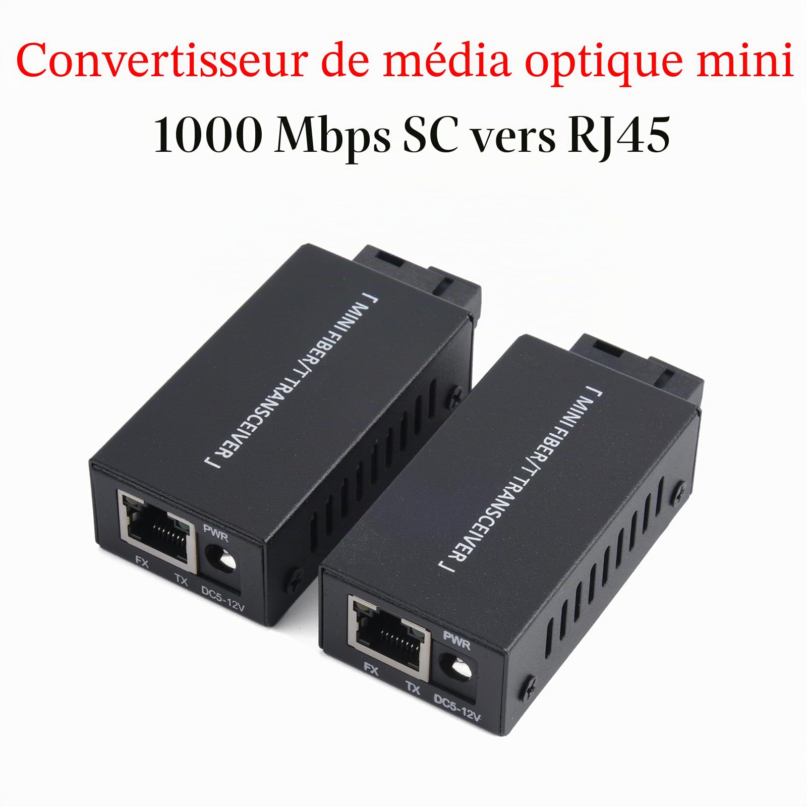 1 Paire de Mini convertisseur de média Fibre Optique Gigabit - Émetteur-récepteur Optique 100/1000 Mbps SC vers commutateur Ethernet RJ45, Distance de 20 km avec réseau