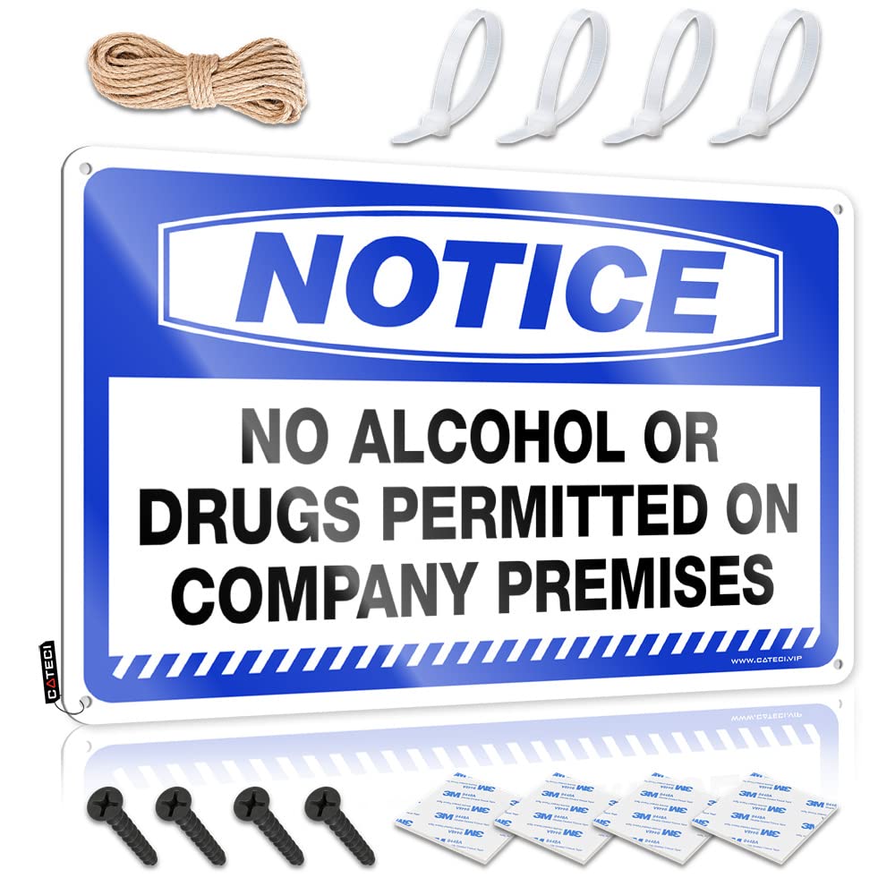 Pravoxi Men's One Color Door Decorations For Bedroom Notice No Alcohol Or Drugs Permitted On Company Premises Tin Sign Bar Accessories For Man Cave Beer Limit Sign