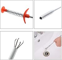 Vista 3 de SDTC Tech Paquete de 2 ganchos de dragado de tubería de resorte, herramienta de recogida de agarre flexible, removedor de obstrucciones de drenaje