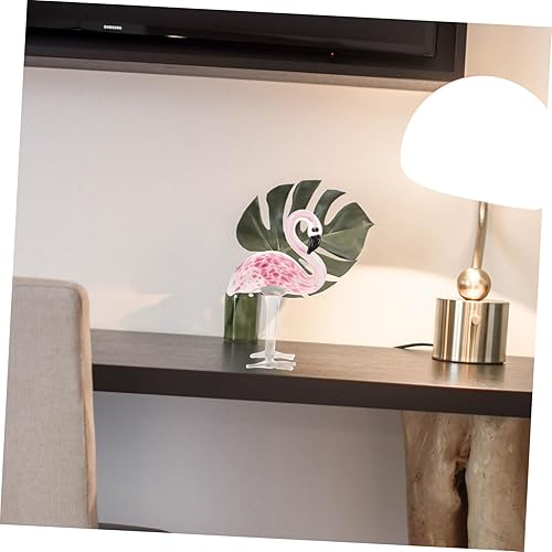 Miniatura 4 de Yardwe Centros de mesa de comedor de flamenco esmaltado, decoraciones de cristal para mesa, flamenco, modelo de pie, figuras de cristal, decoración