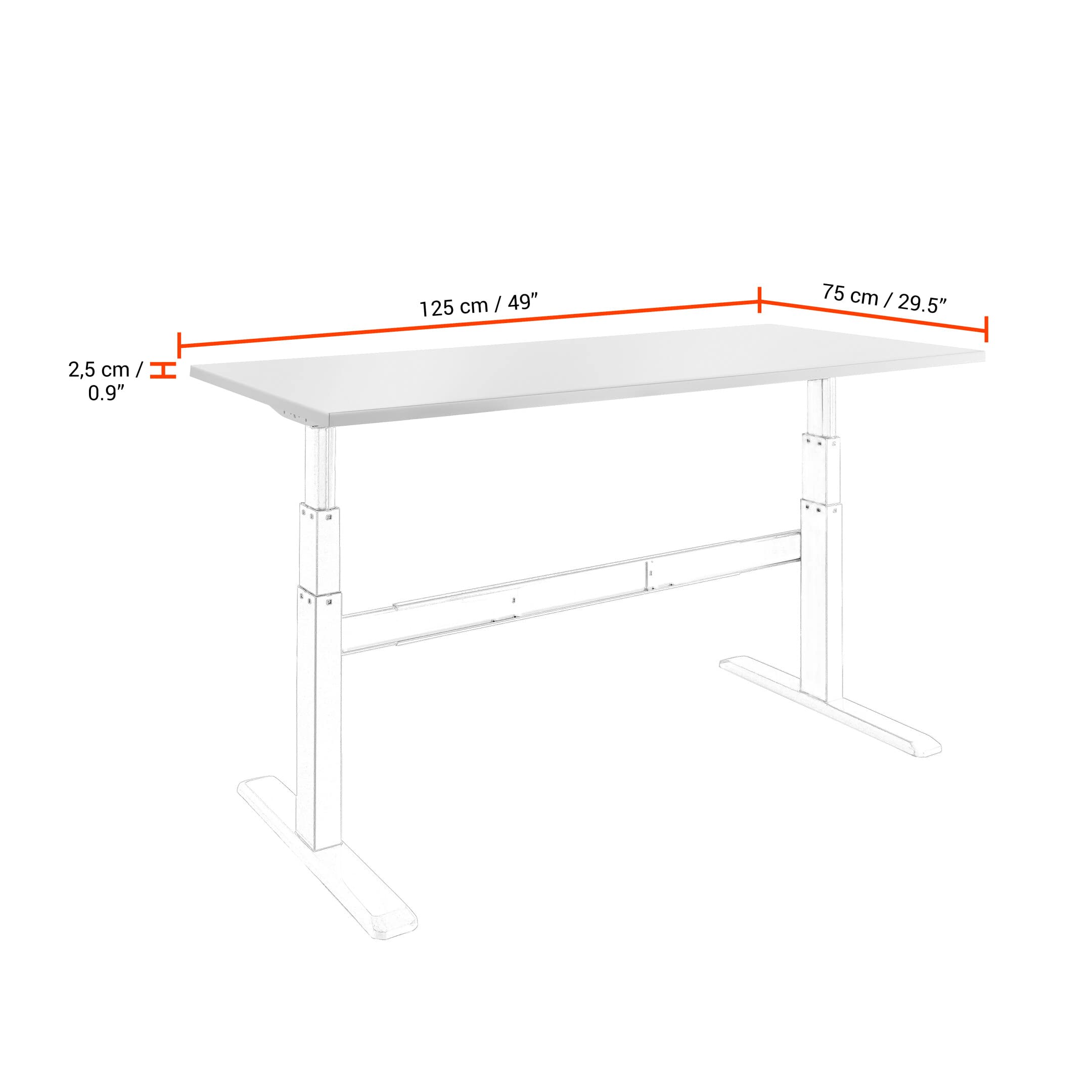 Celexon Tischplatte 125 x 75cm für Adjust- Schreibtisch, weiß