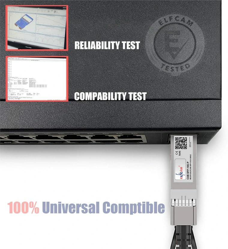 Elfcam® - 5 Mètres Câble Fibre Optique 25Gbit/s OM3 SFP28 à SFP28 AOC Câble,5m