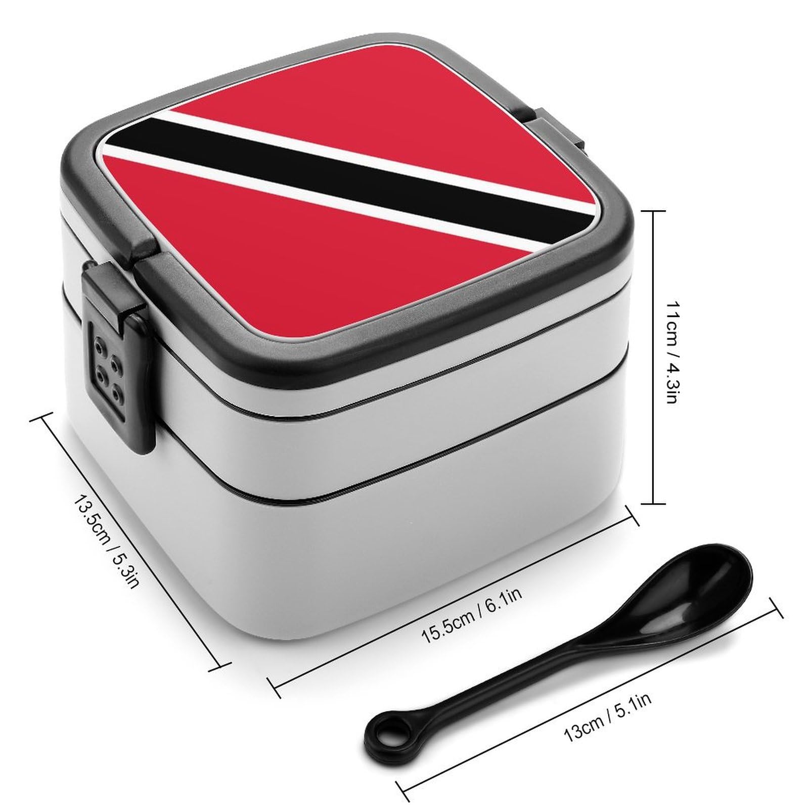 Trinidad and Tobago Flag Adult Bento Box Leakproof Lunch Box with Compartments Stackable Lunch Containers with Spoon
