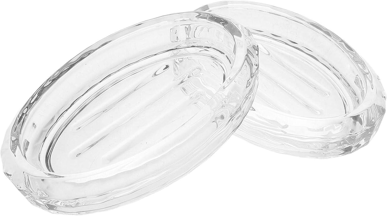 Glass Soap Holder Oval Soap Dish for Bathroom Kitchen Sink Shower 2pcs Set Travel and Home Use