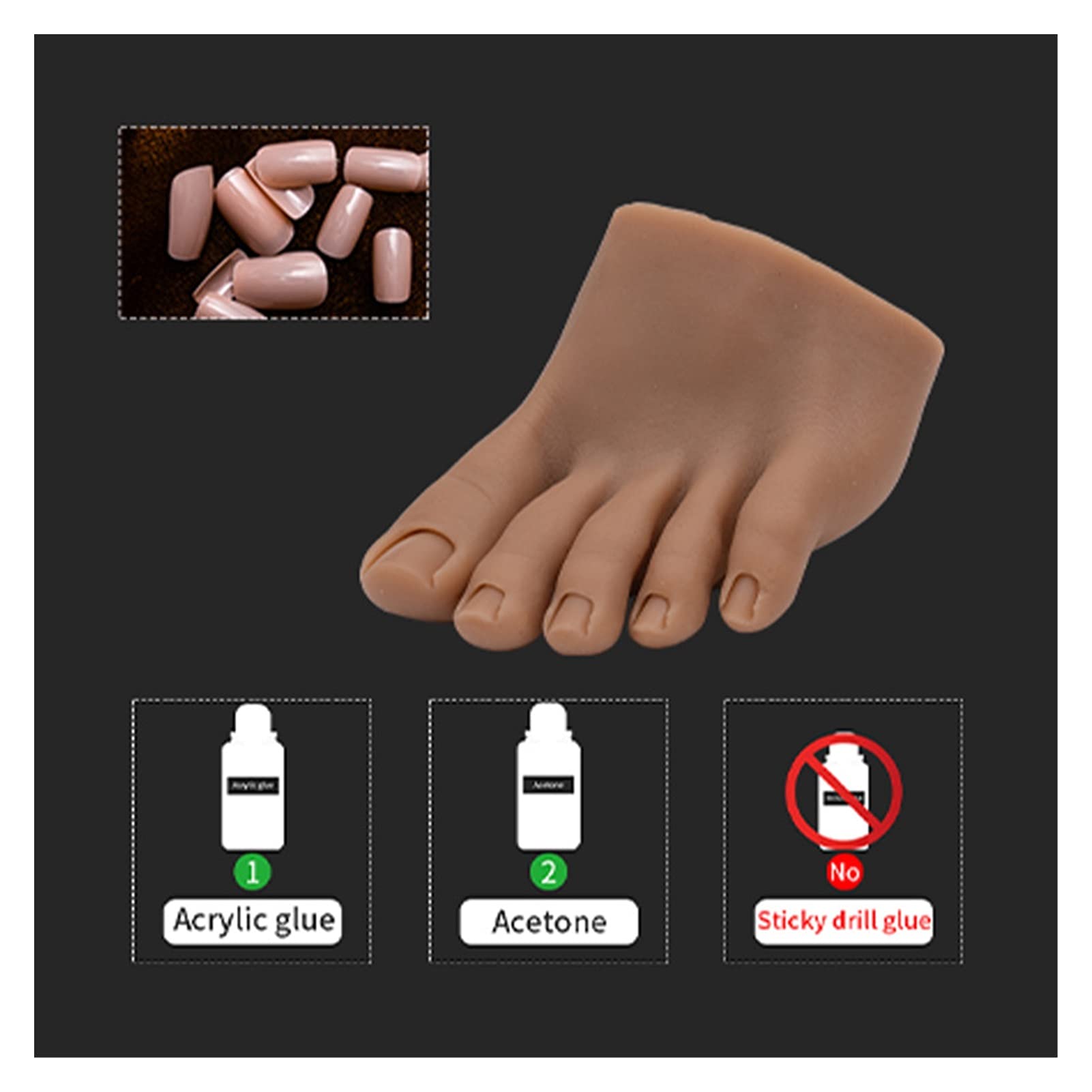 Silikonowa manicure noża bez podeszwy Palec wbudowany paznokcie Praktyka Model stópowy Dopasowywanie paznokci Protestetyczny(Right No 5)