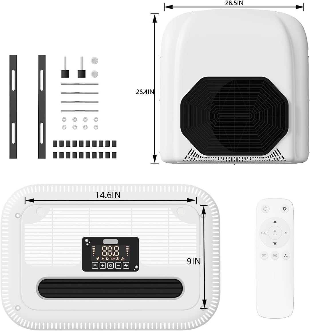 24V RV Air Conditioner, Rooftop ac unit Air conditioner for RVs, VANs,Trucks,Campers Motorhomes 11000 BTU Ultra-Quiet