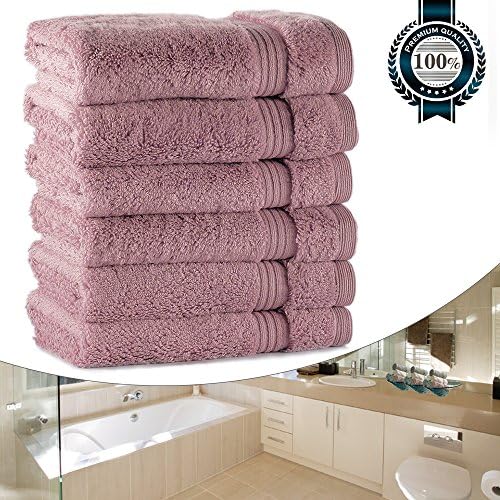ELIYA 100% Cotton Washcloth Set, Luxury Hotel & SPA Towels for Kitchen Face Baby Bathroom, 700GSM 13 x 13 inch, Set of 6 -Rose