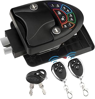 RV Door Lock Keyless Entry with Deadbolt Backlit 65ft Fobs Remote Control Metal Latch for RV Caravan Trailer Car Camper
